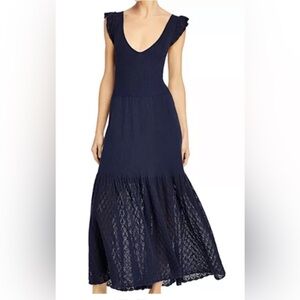 Rebecca Taylor Blue Tiered Sundress V-Neck Wedding Guest